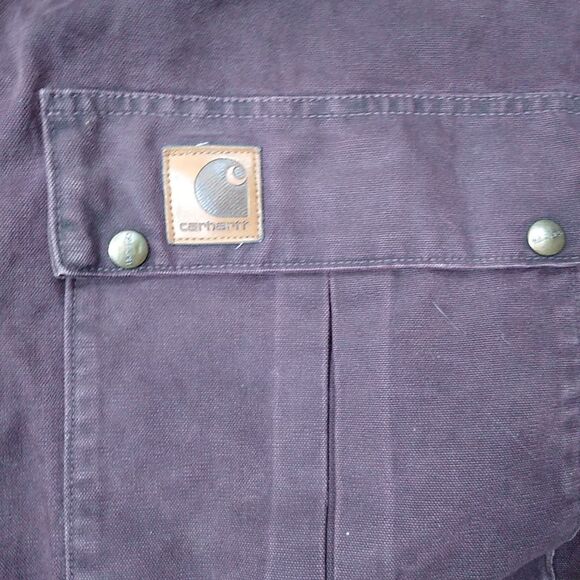 VTG CARHARTT Chore Jacket Burgundy Blanket Lined Coat 90s Made in USA Union 2XL - Picture 5 of 10